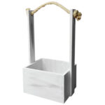 Deko-Korb mit Seilaufhängung, Holz, weiss, 12 x 10 x 25 cm