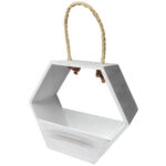 Deko-Korb Bienenwabenform mit Seilaufhängung, Holz, 21 x 10 x 18 cm