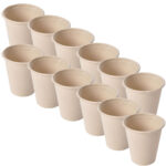 Trinkbecher aus Zuckerrohr, 12 Becher, Einmalbecher aus natürlichem Material, 0,2 L