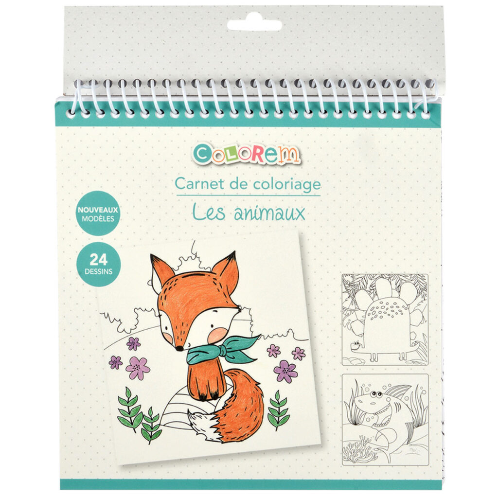 Malbuch für Kinder mit Tiermotiven, Ringbuch, 24 Seiten, Ausmalbuch, 21 x 21 cm