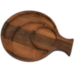 Servierbrett aus Walnussholz mit 3 Fächern, Fischform, 39 x 29 x 16 cm
