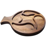 Servierbrett aus Walnussholz mit 5 Fächern, Fischform, 39 x 29 x 16 cm