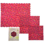 Bienenwachstücher, 3 Stück, eckige Form, rotes Blumen-Design