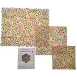 Bienenwachstücher, 3 Stück, eckige Form, gelbes Blumen-Design