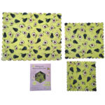 Bienenwachstücher, 3 Stück, eckige Form, Avocado-Design
