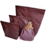 Bienenwachsbeutel, 3 Stück, eckige Form, rotes Kirschen-Design