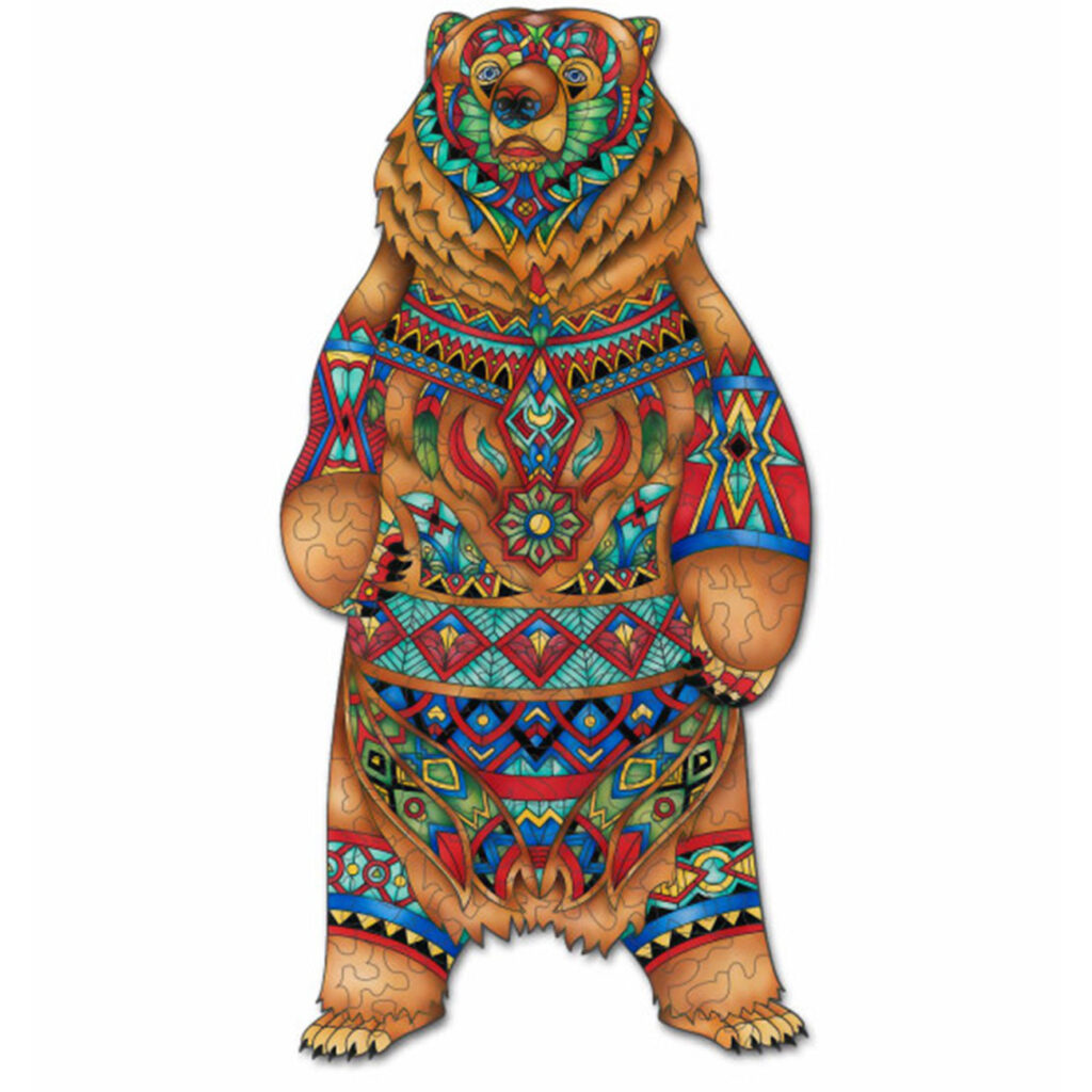 Buntes Holzpuzzle Bär, 157-Teile, Tier-Puzzle, 25 x 50 cm