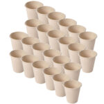 Trinkbecher aus Zuckerrohr, 24 Becher, Einmalbecher aus natürlichem Material, 0,2 L Trinkbecher aus Zuckerrohr, 24 Becher, Einmalbecher aus natürlichem Material, 0,2 L