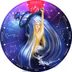 Sternzeichen Holz Puzzle Wassermann, 180 Teile, Horoskop Ø 24 cm