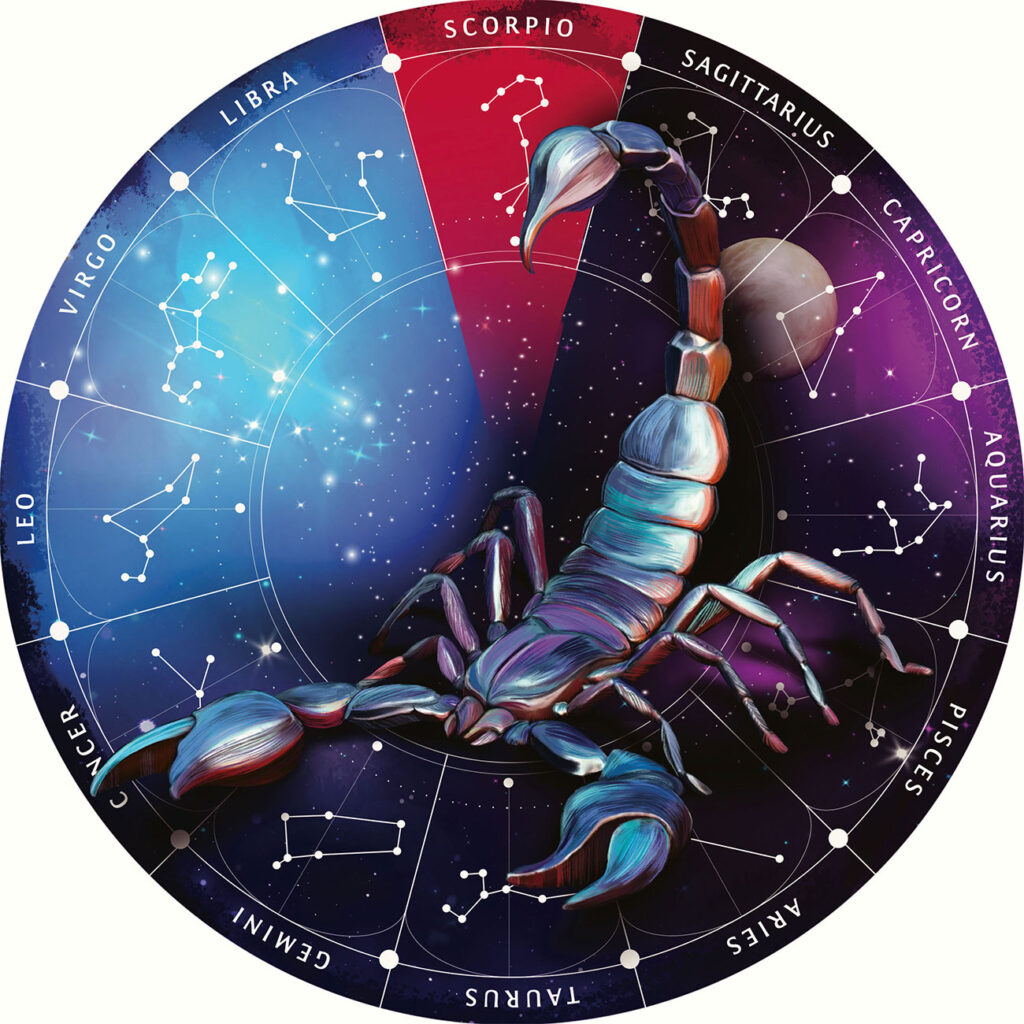 Sternzeichen Holz Puzzle Skorpion, 180 Teile, Horoskop Ø 24 cm