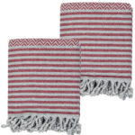2er-Set Hamamtuch aus reiner Baumwolle, handgefertigt, bordeaux, 190 x 90 cm