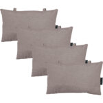4er-Set Kopfkissen für Garten- und Liegestühle, ca. 24 x 40cm, taupe