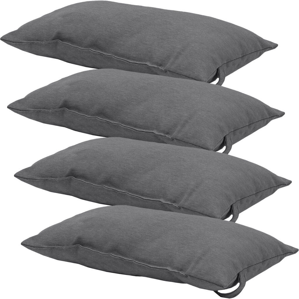 4er-Set Kopfkissen für Garten- und Liegestühle, ca. 24 x 40cm, grau