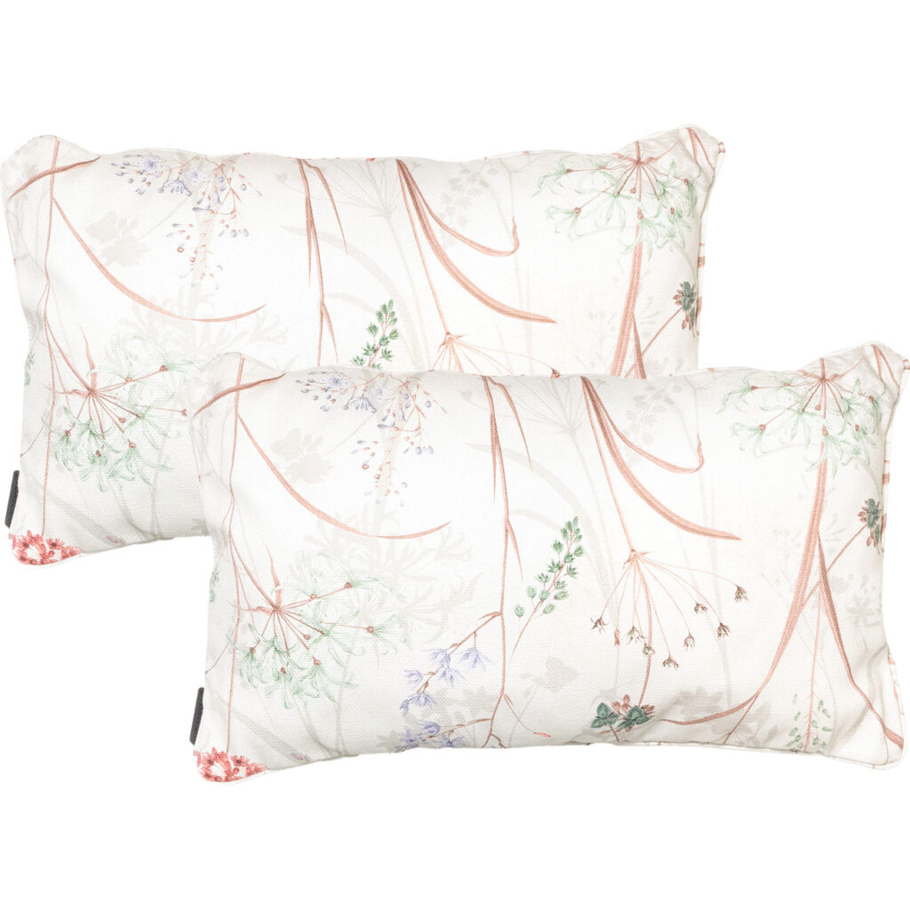 2er-Set Deko-Kissen Outdoor, Blumenmuster weiss, 30 x 50 x 10 cm