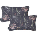 2er-Set Deko-Kissen Outdoor, Blumenmuster anthrazit, 30 x 50 x 10 cm