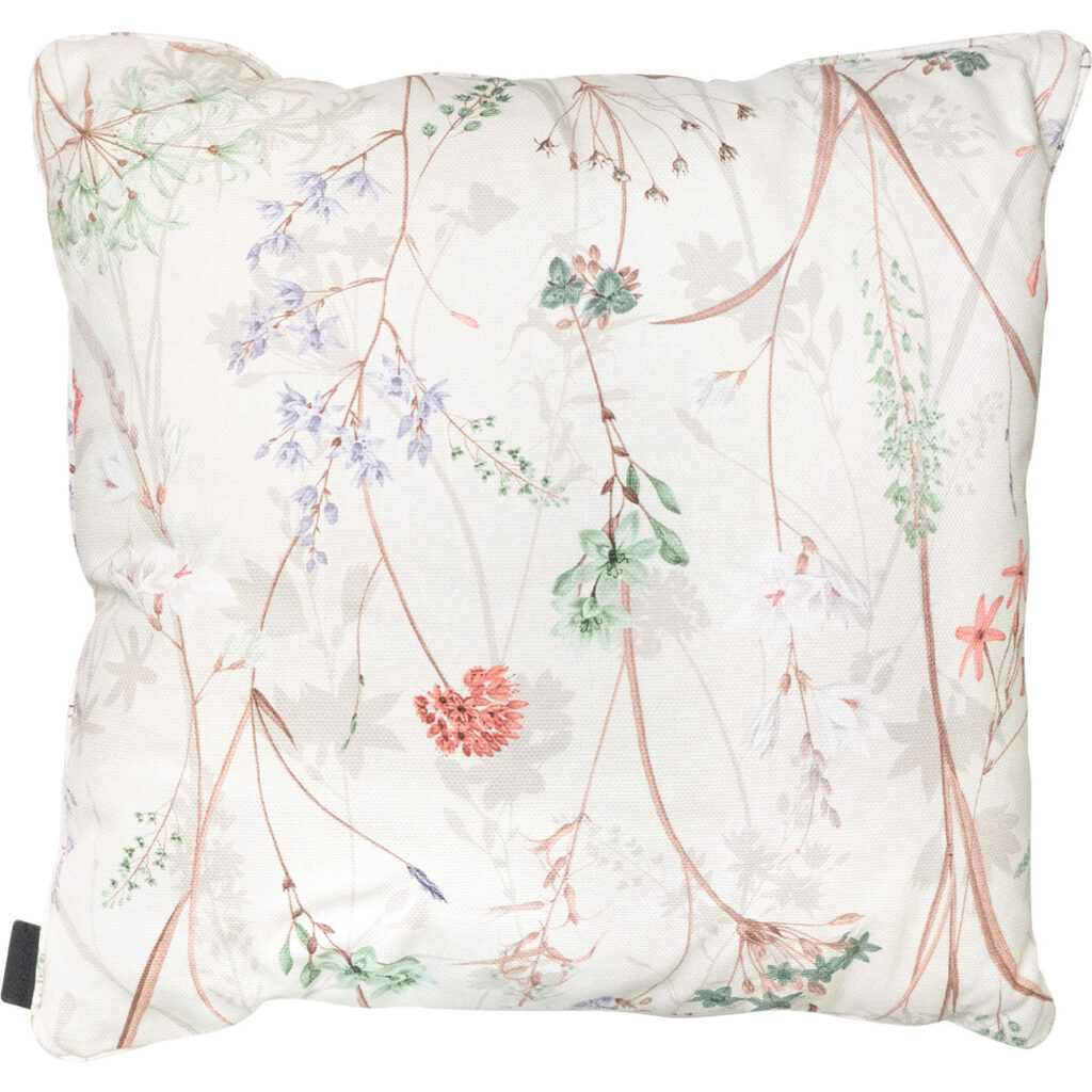 Deko-Kissen Outdoor, Blumenmuster weiss, 50 x 50 x 10 cm