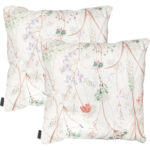 2er-Set Deko-Kissen Outdoor, Blumenmuster weiss, 50 x 50 x 10 cm