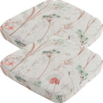 2er-Set Stuhlkissen Outdoor, Blumenmuster weiss, 48 x 48 cm