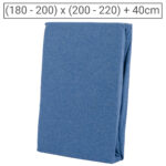 Premium Jersey Melange Fixleintuch, 100% Baumwolle, jeansblau, 180-200 x 200-220 + 40 cm