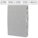 Premium Jersey Melange Fixleintuch, 100% Baumwolle, grau, 180-200 x 200-220 + 40 cm