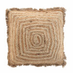 Kissenhülle aus Jute, Rückseite aus Baumwolle, mit Fransen, braun, 45 x 45 cm