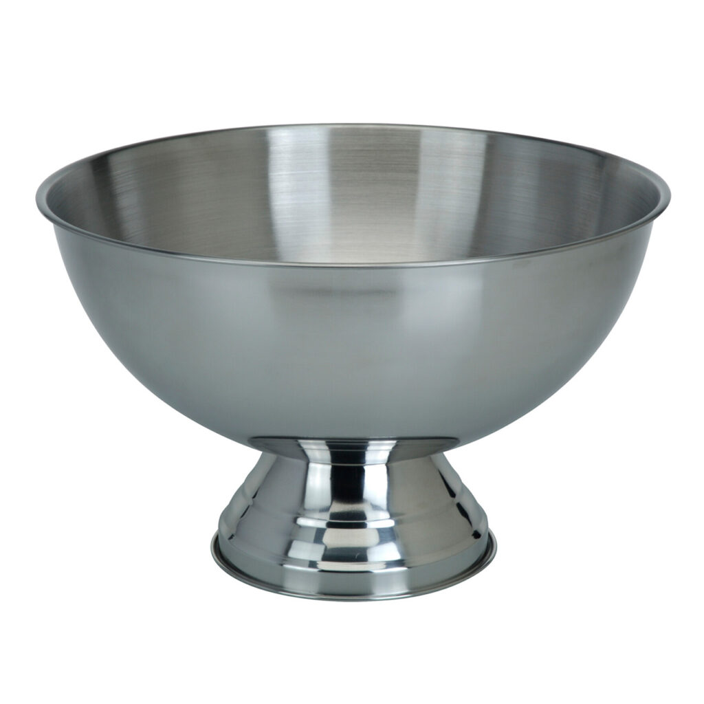 Champagnerkühler aus Edelstahl, edle Sektschale mit Standfuss, 39 x 24 cm