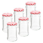 6er-Set Einmachgläser mit Schraubdeckel, Sturzgläser mit Karo-Muster, je 315 ml 6er-Set Einmachgläser mit Schraubdeckel, Sturzgläser mit Karo-Muster, je 315 ml