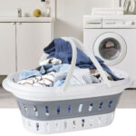 Wäschekorb faltbar aus Kunststoff, Wächesammler mit Lochstruktur und Tragegriffen