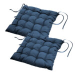 2er-Set Stuhlkissen gesteppt aus Polyester, Sitzkissen mit Bändchen, marineblau, 40 x 40cm 2er-Set Stuhlkissen gesteppt aus Polyester, Sitzkissen mit Bändchen, marineblau, 40 x 40cm