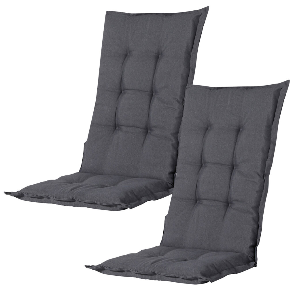 Hochlehner-Auflage 2er-Set, weiches und komfortables Gartenstuhlkissen, grau, 123 x 50 cm