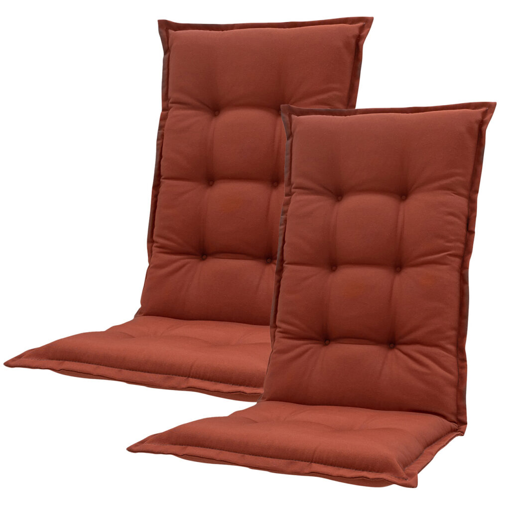 Hochlehner-Auflage 2er-Set, weiches und komfortables Gartenstuhlkissen, terra, 123 x 50 cm