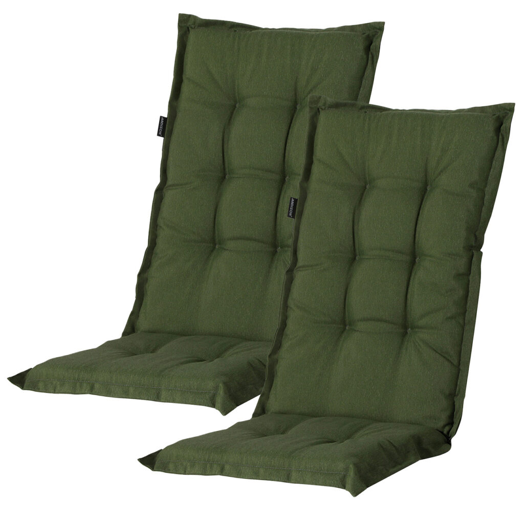Hochlehner-Auflage 2er-Set, weiches und komfortables Gartenstuhlkissen, grün, 123 x 50 cm