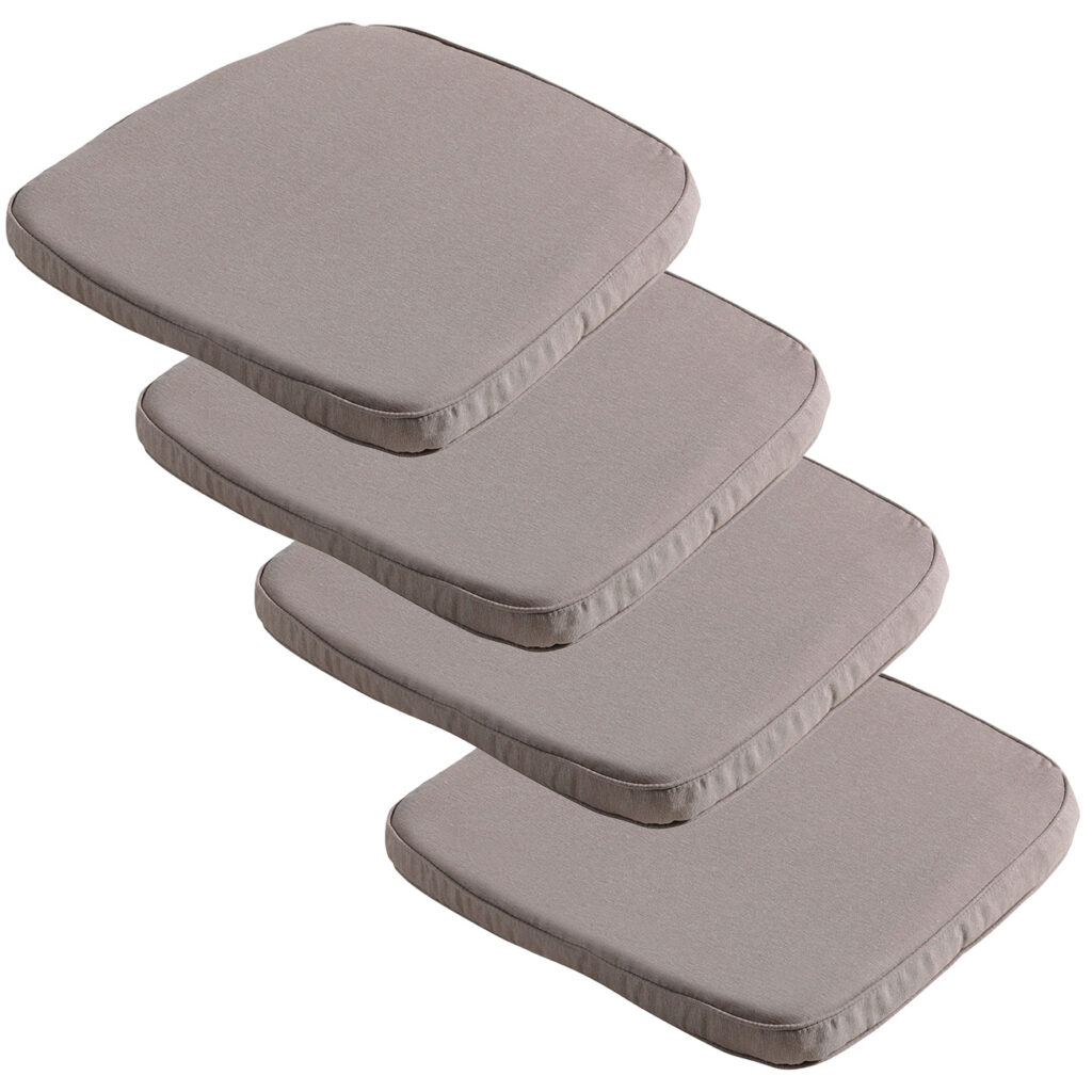 Stuhlkissen Outdoor 4er-Set, bequeme und komfortable Sitzkissen, taupe, 48 x 48 cm