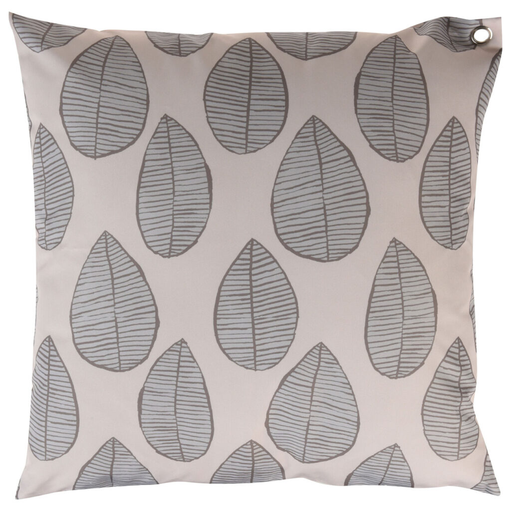 Kissen Outdoor graphisches Blattmuster, Gartenkissen Polyester, schwarz, beige, 45 x 45 cm