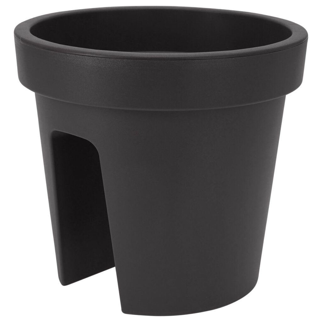 Balkon-Blumentopf rund, anthrazit, Geländertopf, Ø 28 cm