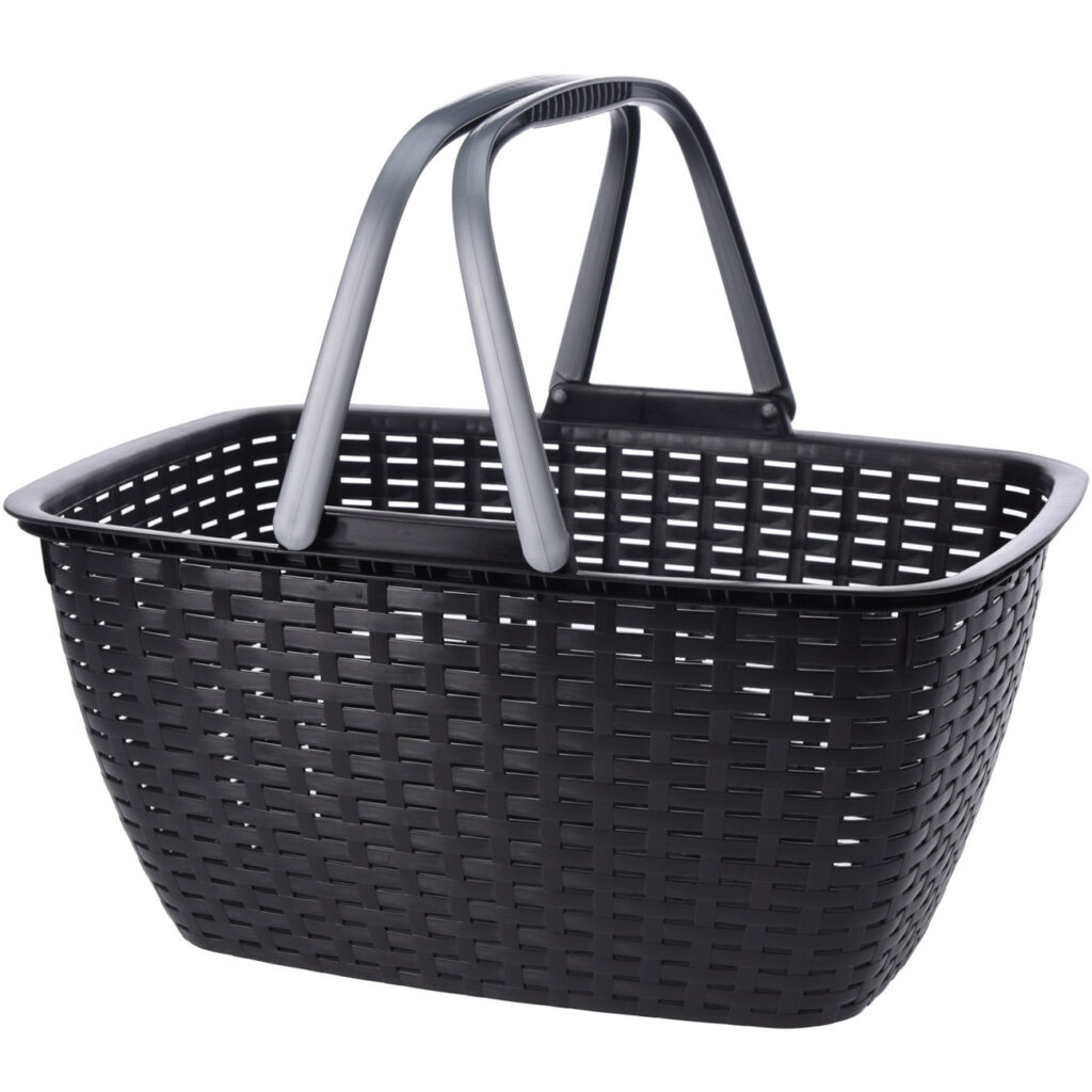 Einkaufskorb aus Kunststoff, Korb mit Henkel, anthrazit, grau, 38 x 42 x 31 cm