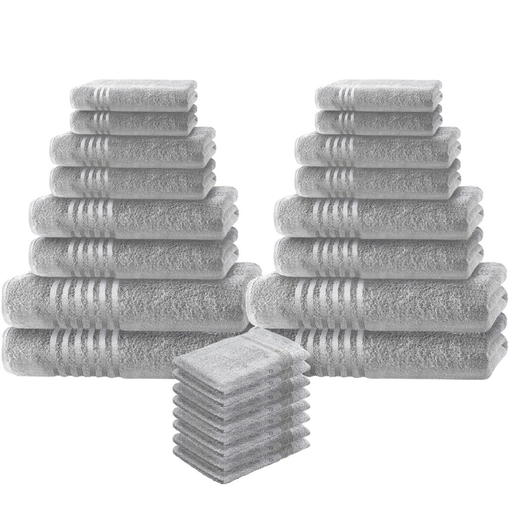 16-tlg. Handtuchset Casativo, Bade-, Dusch-, Handtücher, silber + gratis 8 Waschlappen 16-tlg. Handtuchset Casativo, Bade-, Dusch-, Handtücher, silber + gratis 8 Waschlappen