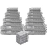 16-tlg. Handtuchset Casativo, Bade-, Dusch-, Handtücher, silber + gratis 8 Waschlappen