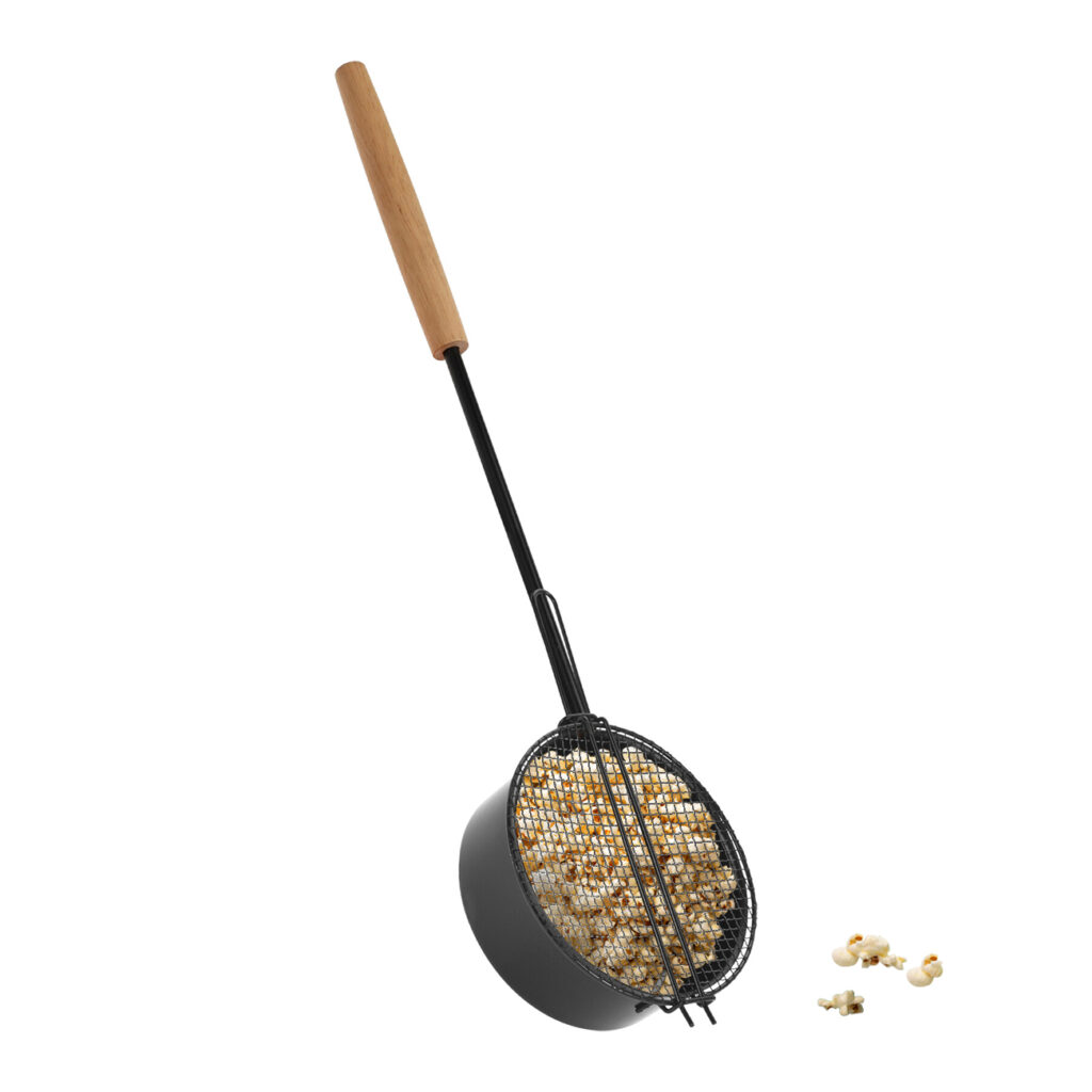 Popcorn-Topf für offenes Feuer, Outdoorpfanne mit extralangem Stiel, 51,5 x 17,7 x 7 cm