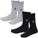 Wollsocken, 2 Paar, grau/schwarz, 39-42