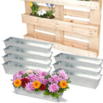 8er-Set Pflanzkasten für Europaletten, Blumenkübel aus verzinktem Metall, 38,5×13,5×8,5cm