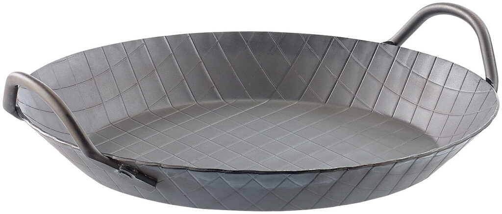 Kaltgeschmiedete Pfanne, 2 Griffe, Rautenprägung, Ø 28 cm, 3,5 cm hoch