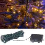 LED-Lichterkette mit 100 LEDs, Timer, Batterie, warmweiss, 10 m, IP44