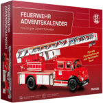 Adventskalender Feuerwehrauto, Bausatz Löschfahrzeug mit Anleitung, Werkzeug und Diorama