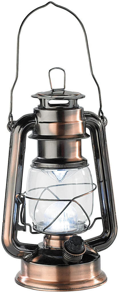 Dimmbare LED-Sturmlampe, Batteriebetrieb, bronze, 42 Lumen, 1,5 Watt