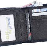 Geldbeutel m. gerieftem Echtleder überzogen, schwarzbraun