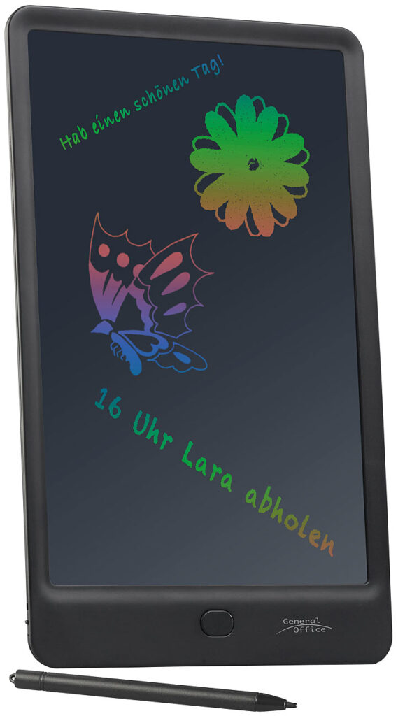 LCD-Schreibtafel, 25,4cm / 10 Zoll, Stift, Lösch-Sperre, mehrfarbig