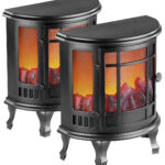 2er-Set Deko-Elektrokamine mit Flammen-Effekt, Batterie-Betrieb