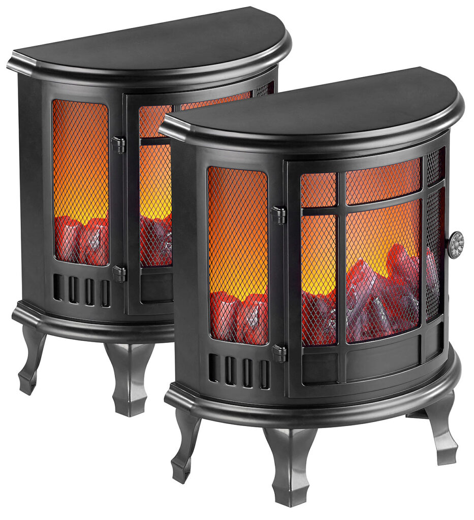 2er-Set Deko-Elektrokamine mit Flammen-Effekt, Batterie-Betrieb