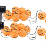2er-Set Solar-Lichterketten mit 10 LED-Lampions, Halloween-Kürbis-Look